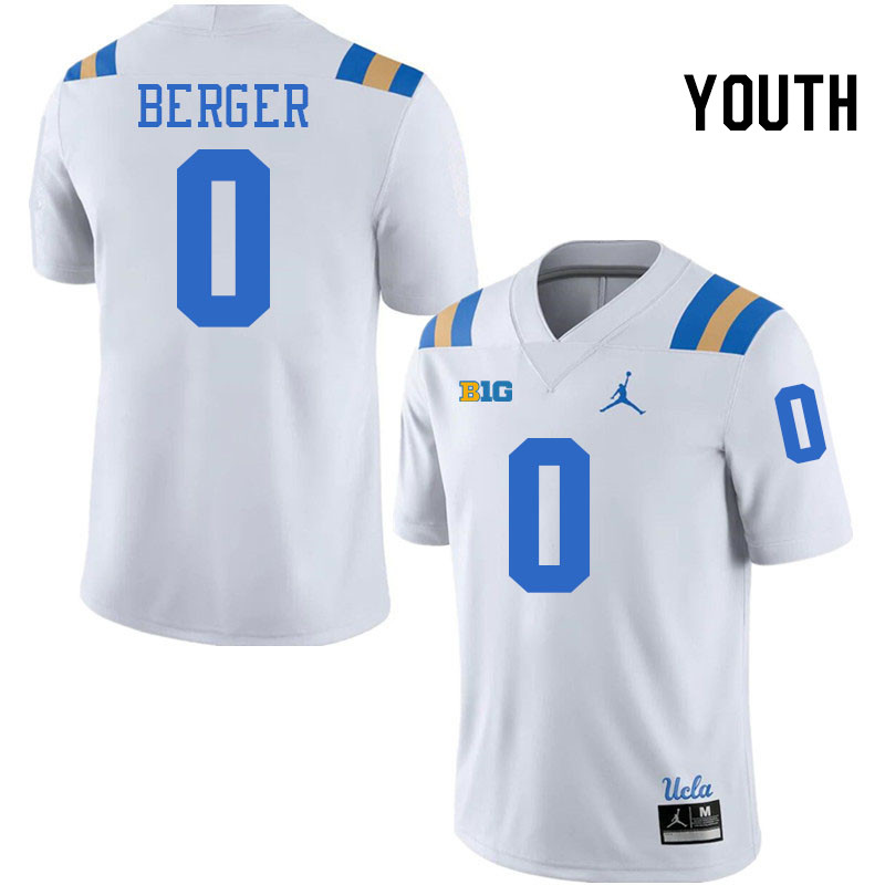 Youth #0 Jalen Berger UCLA Bruins College Football Jerseys Stitched-White